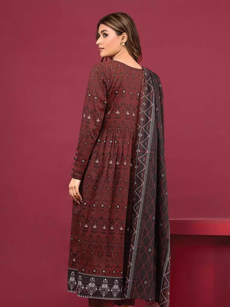 edenrobe Allure Printed Khaddar Unstitched 3Pc Suit EWU22A3-24472