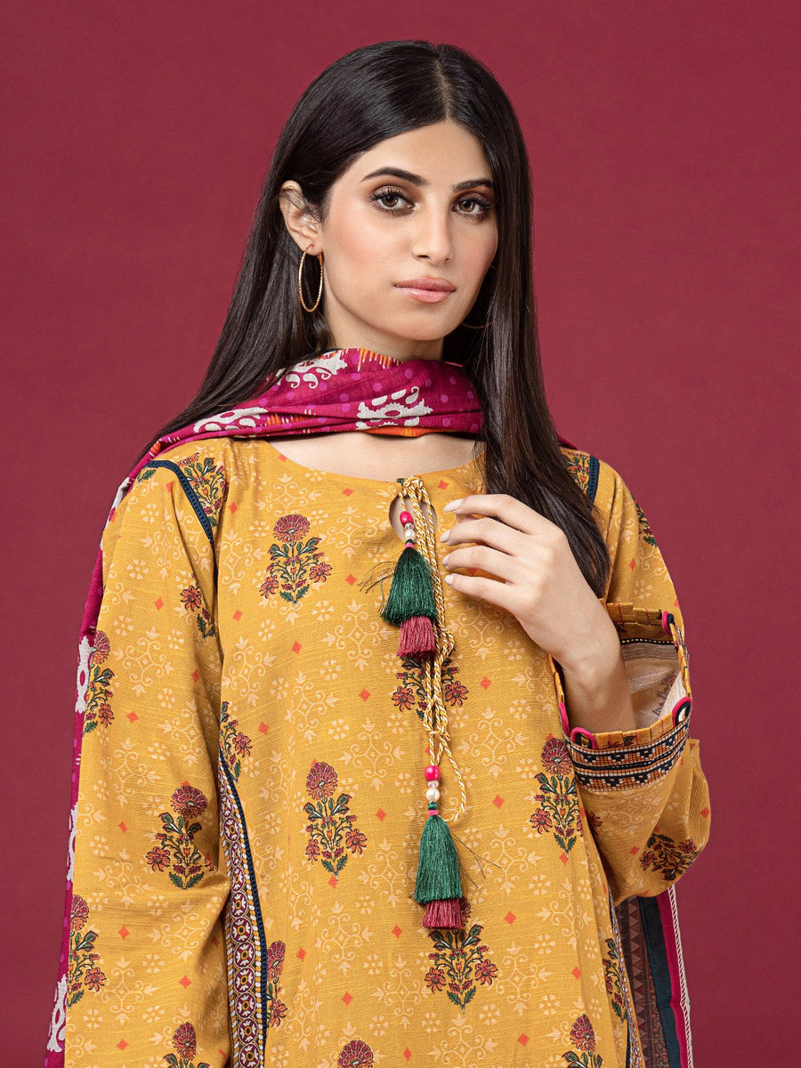edenrobe Allure Printed Khaddar Unstitched 3Pc Suit EWU22A3-24477