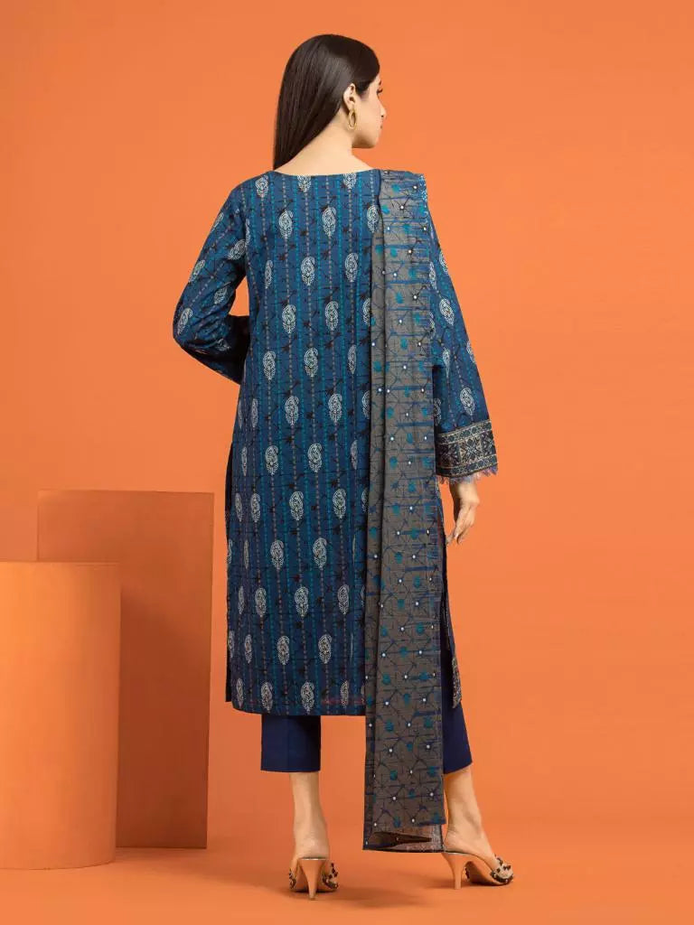 edenrobe Allure Printed Khaddar Unstitched 3Pc Suit EWU22A3-24489