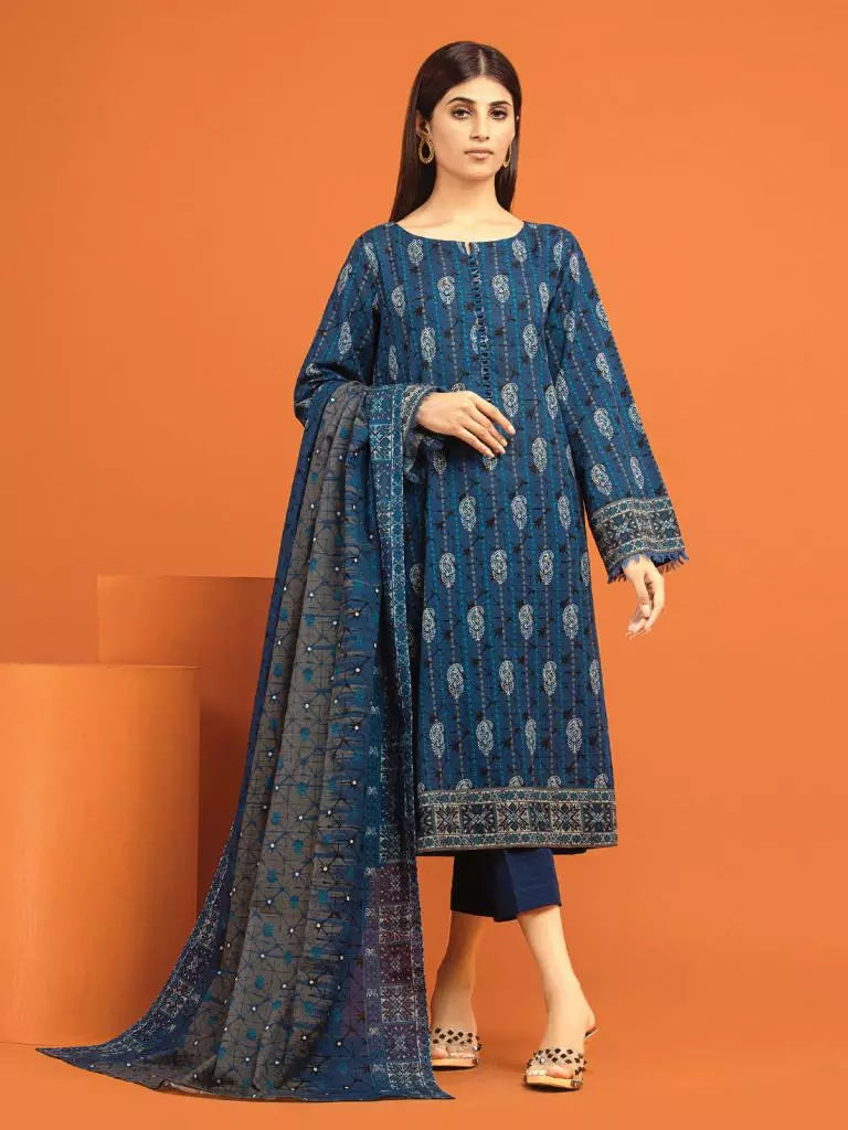 edenrobe Allure Khaddar Unstitched Printed 3Pc Suit EWU22A3 24489 XXL