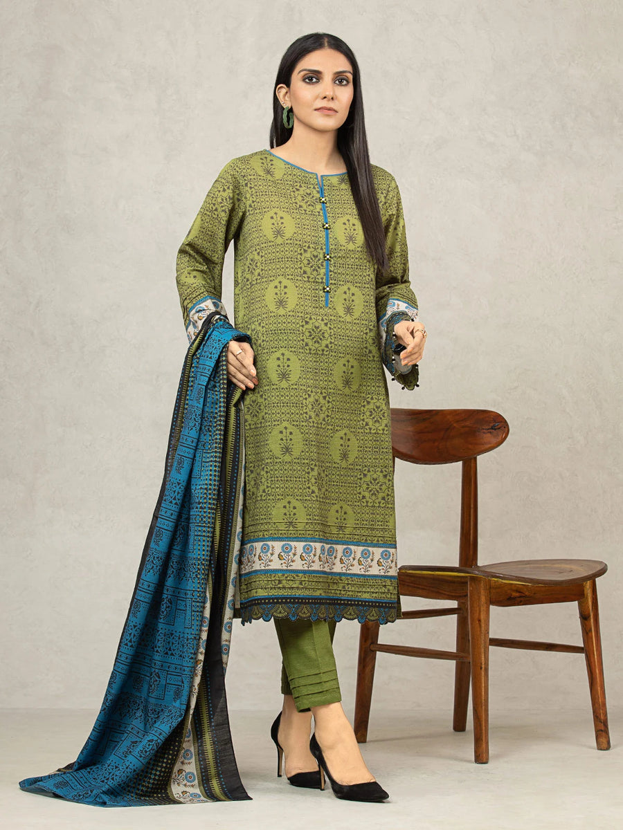 edenrobe Allure Printed Khaddar Unstitched 3Pc Suit EWU22A3-24504
