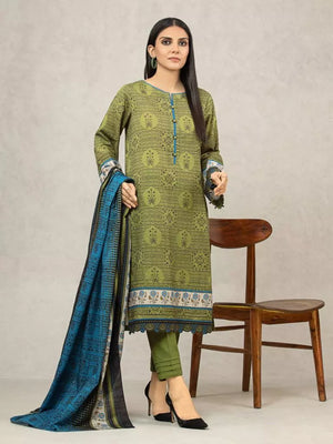 edenrobe Allure Khaddar Unstitched Printed 3Pc Suit EWU22A3-24504-XXL