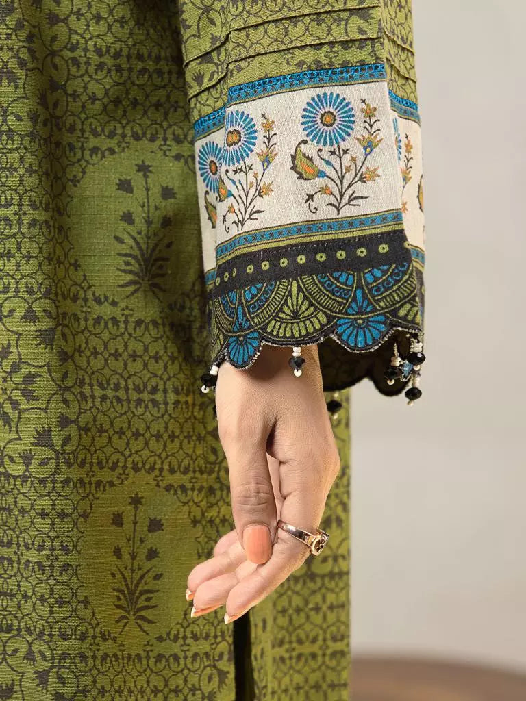 edenrobe Allure Khaddar Unstitched Printed 3Pc Suit EWU22A3-24504-XXL