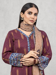 edenrobe Allure Khaddar Unstitched Printed 3Pc Suit EWU22A3-24506-XXL