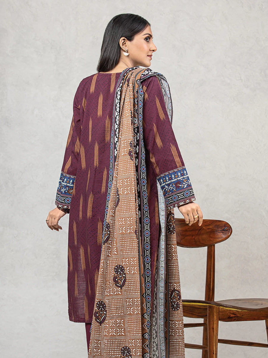 edenrobe Allure Khaddar Unstitched Printed 3Pc Suit EWU22A3-24506-XXL