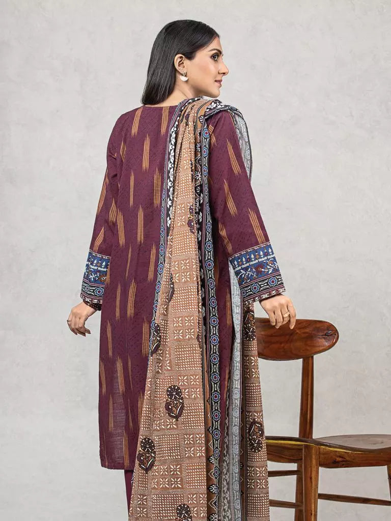 edenrobe Allure Printed Khaddar Unstitched 3Pc Suit EWU22A3-24506
