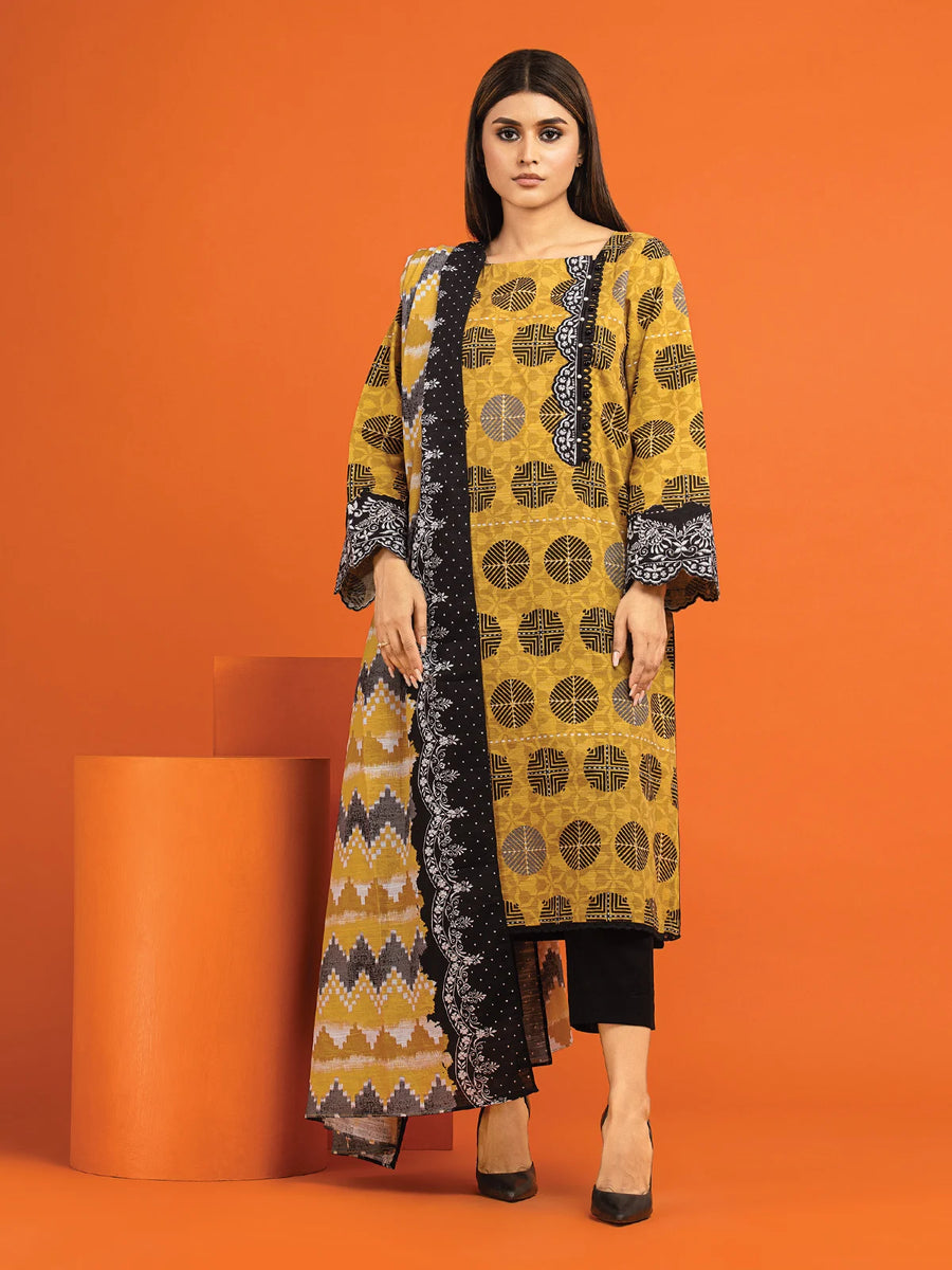 edenrobe Allure Printed Khaddar Unstitched 2Pc Suit EWU22A3-24511