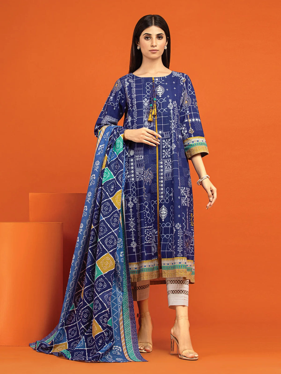 edenrobe Allure Printed Khaddar Unstitched 2Pc Suit EWU22A3-24551