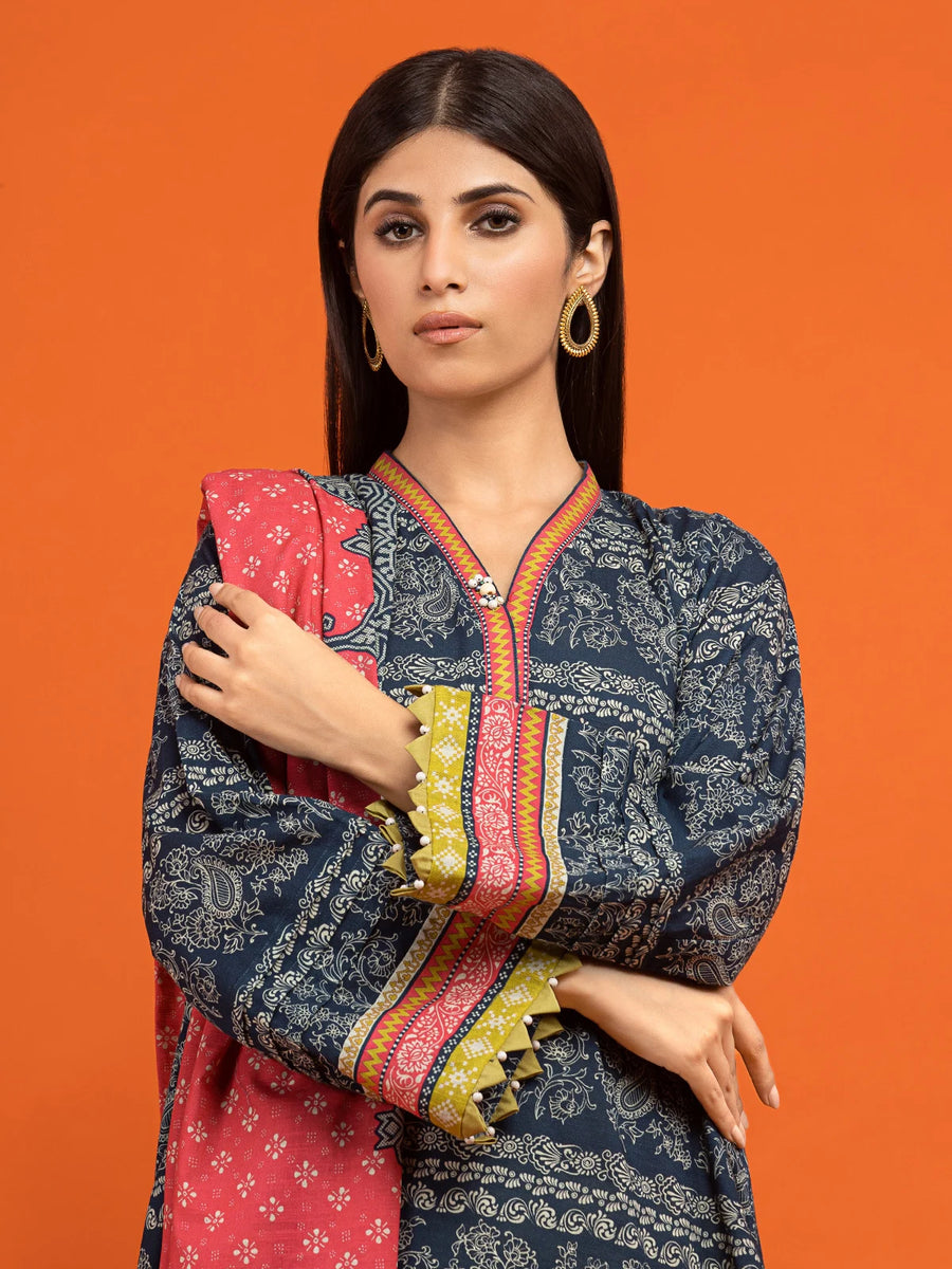 edenrobe Allure Printed Khaddar Unstitched 2Pc Suit EWU22A3-24556