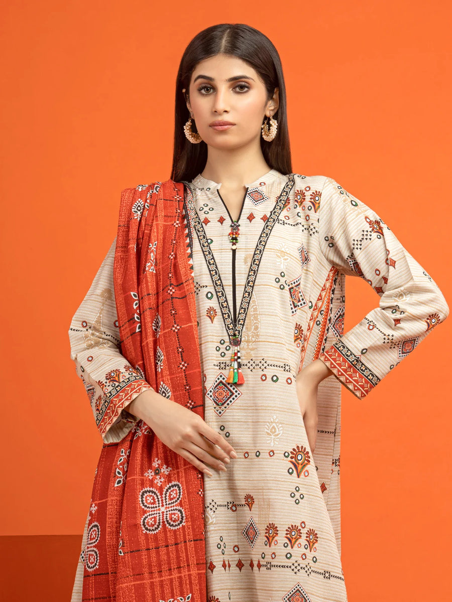 edenrobe Allure Printed Khaddar Unstitched 2Pc Suit EWU22A3-24565