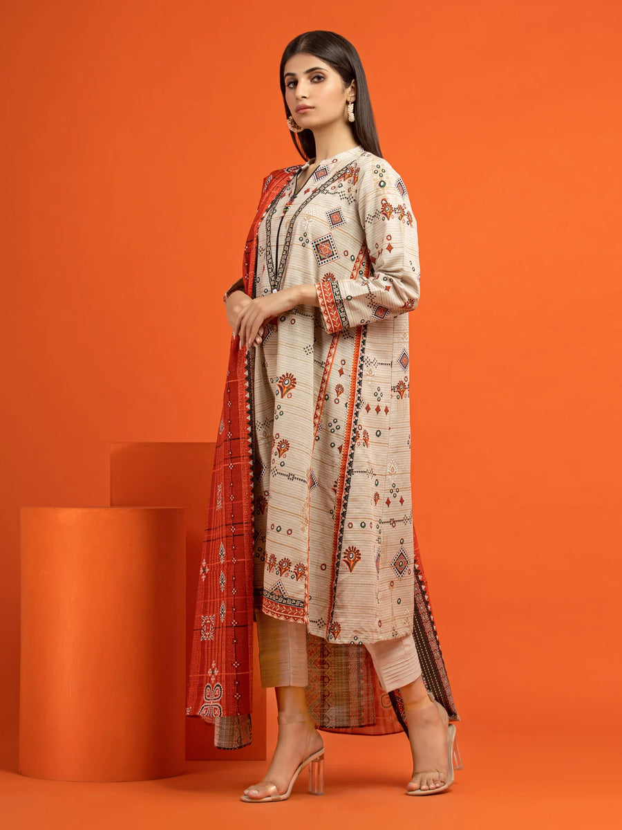 edenrobe Allure Printed Khaddar Unstitched 2Pc Suit EWU22A3-24565