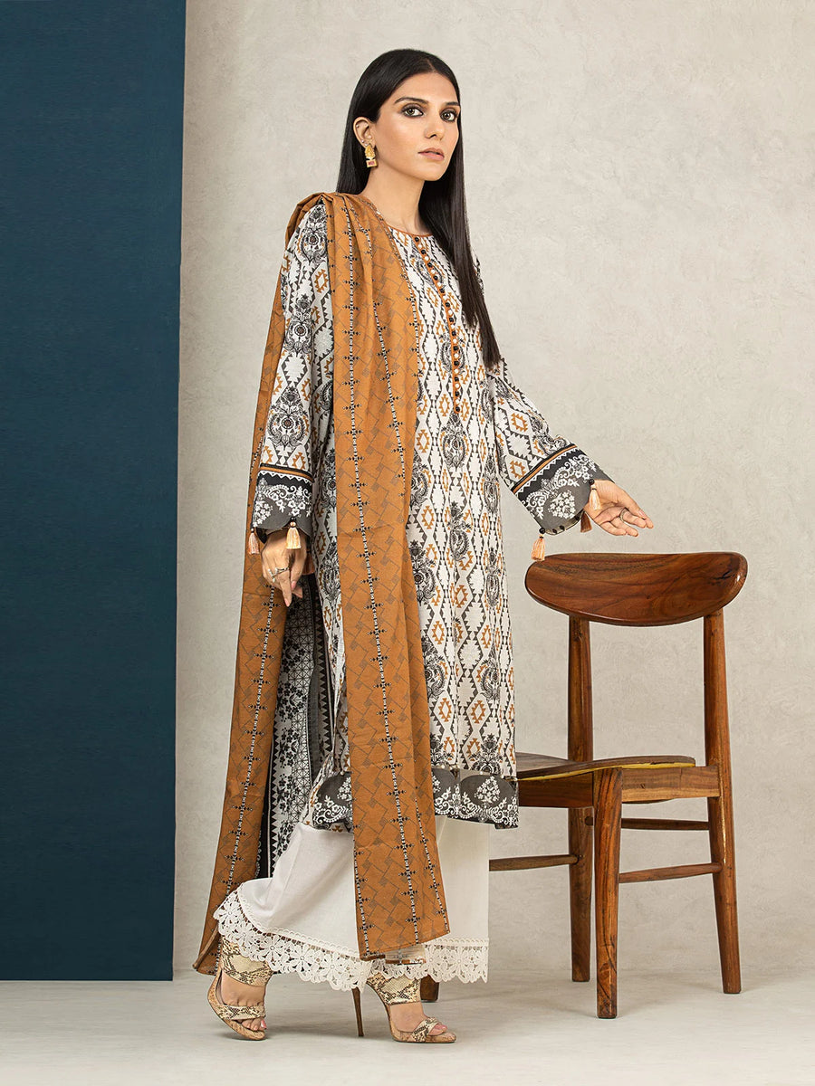 edenrobe Allure Printed Khaddar Unstitched 2Pc Suit EWU22A3-24566
