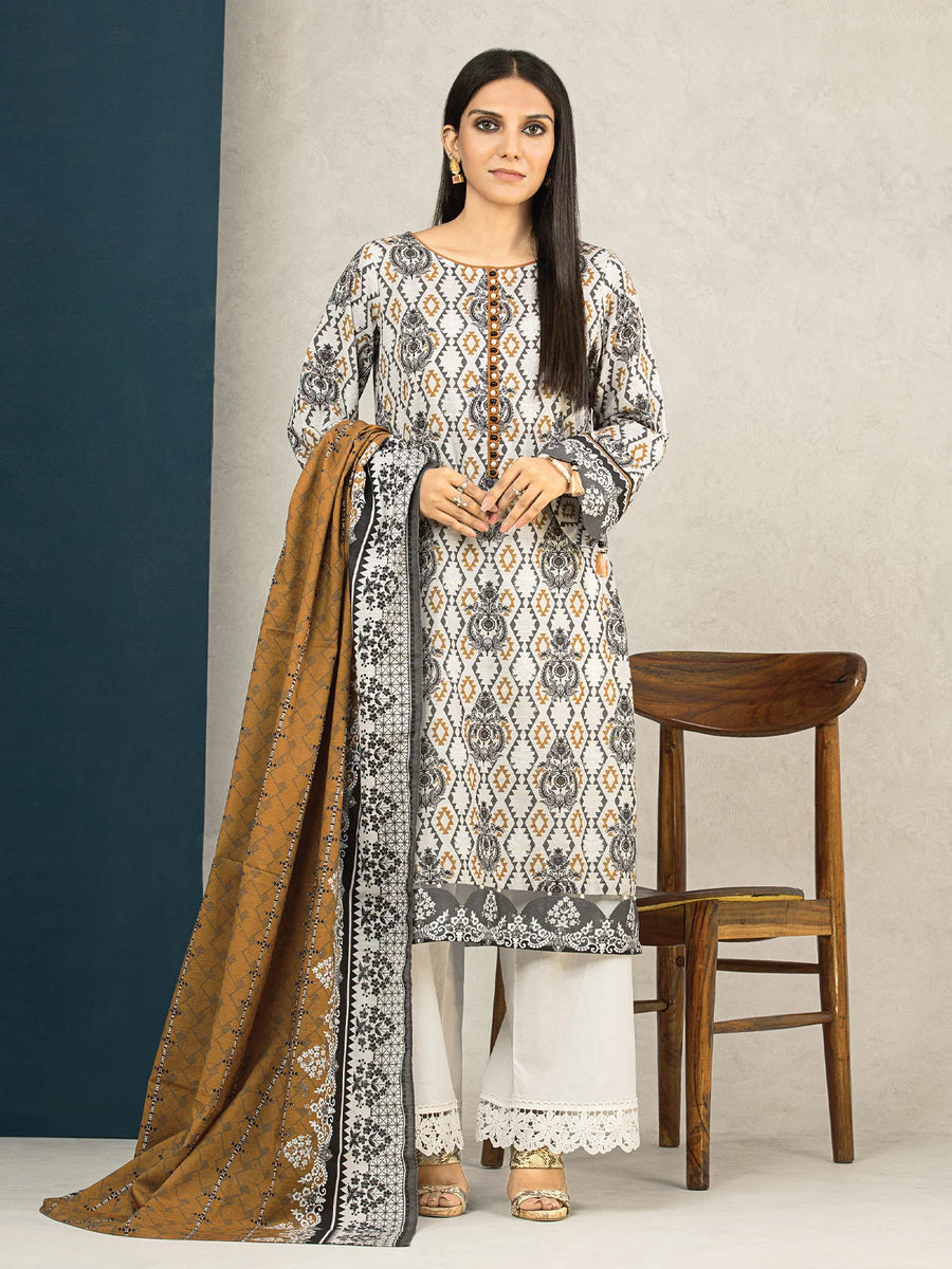 edenrobe Allure Printed Khaddar Unstitched 2Pc Suit EWU22A3-24566