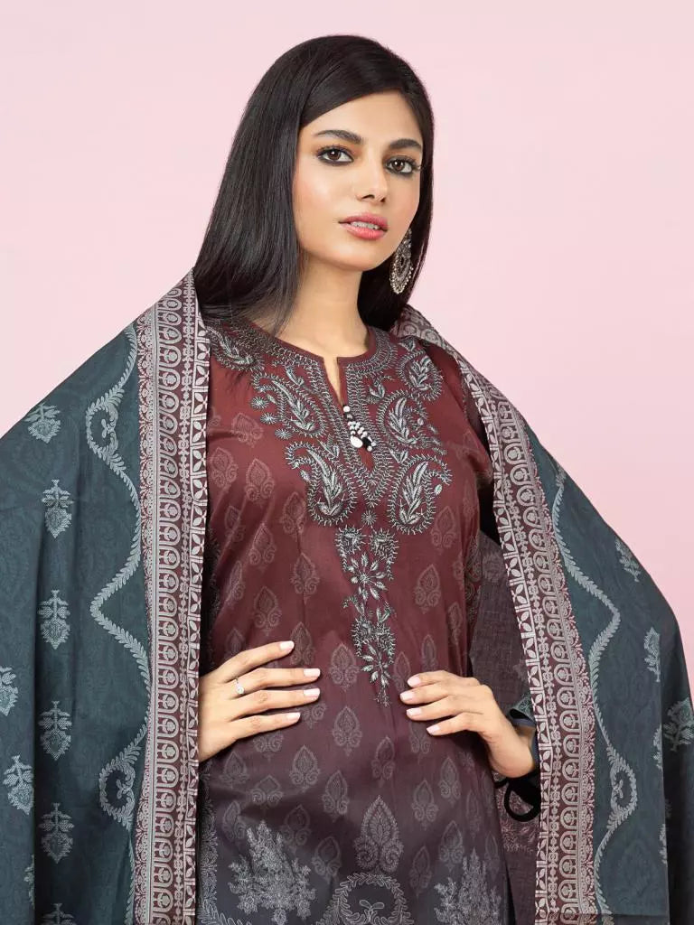 edenrobe Allure Viscose Unstitched Printed 3Pc Suit EWU22A4-24005
