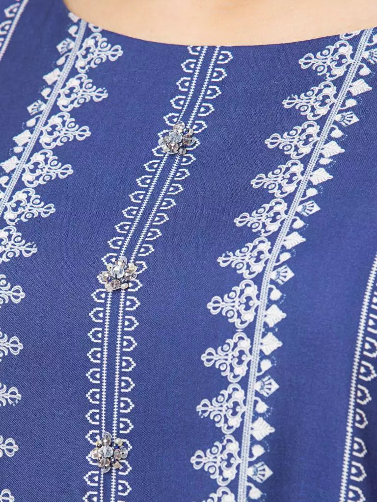 edenrobe Allure Viscose Unstitched Printed 3Pc Suit EWU22A4-24008