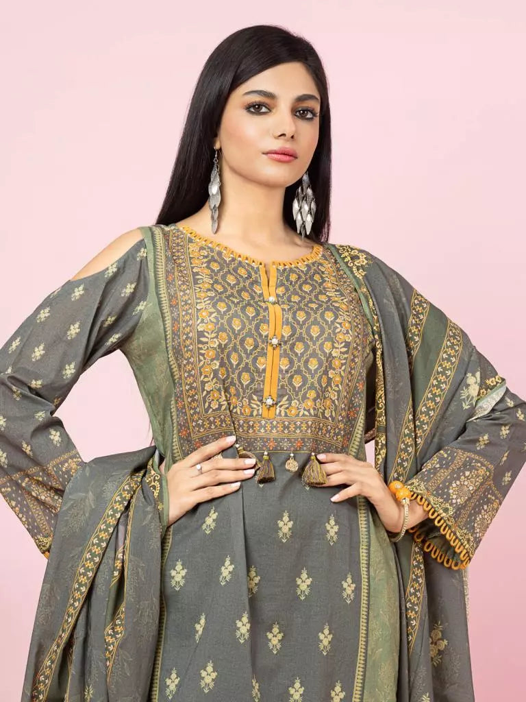 edenrobe Allure Viscose Unstitched Printed 3Pc Suit EWU22A4-24009