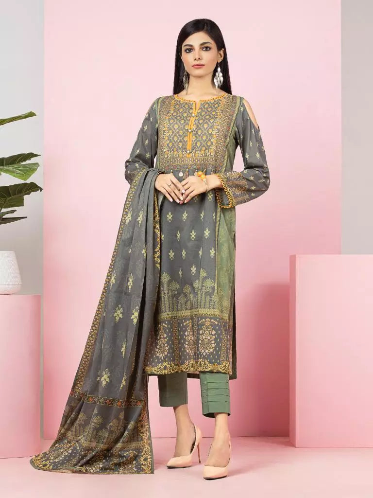 edenrobe Allure Viscose Unstitched Printed 3Pc Suit EWU22A4-24009