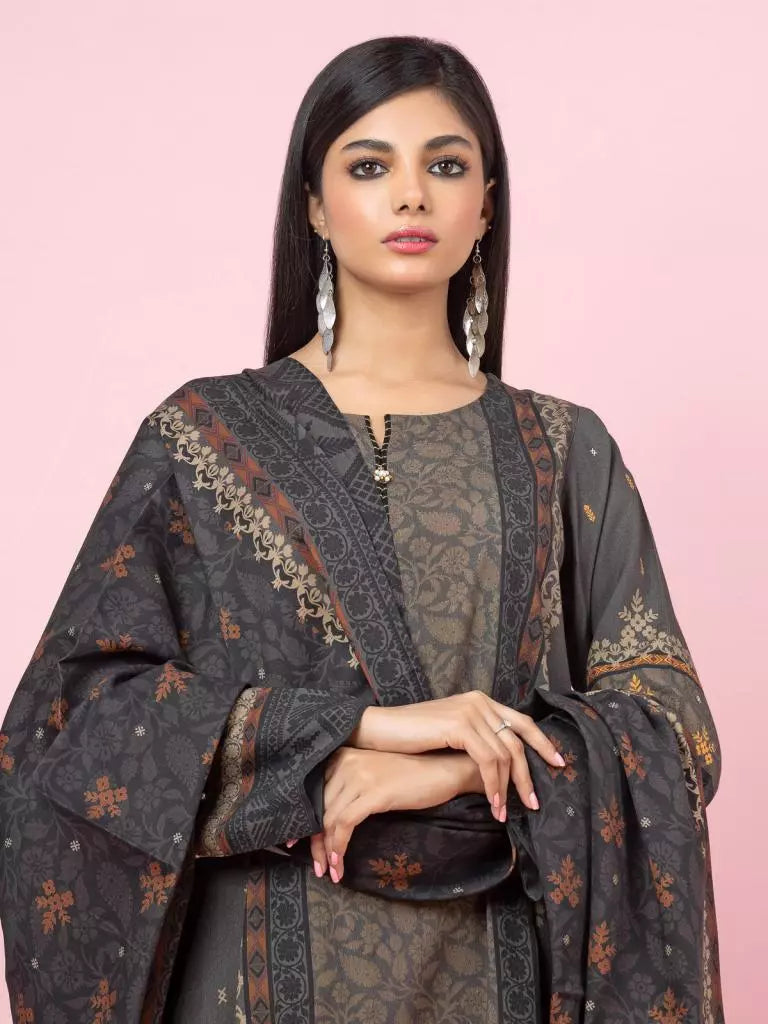 edenrobe Allure Viscose Unstitched Printed 3Pc Suit EWU22A4-24011