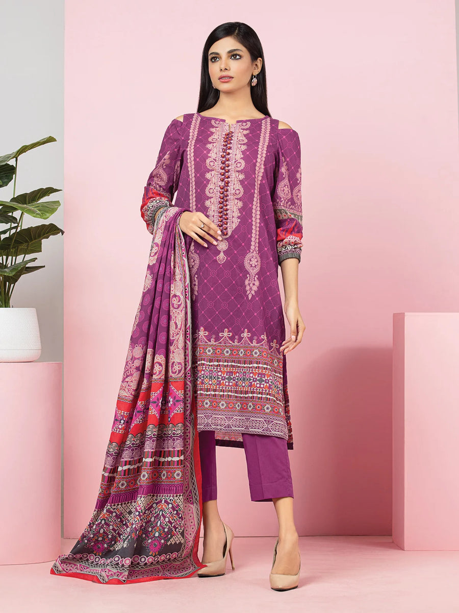edenrobe Allure Viscose Unstitched Printed 3Pc Suit EWU22A4-24012