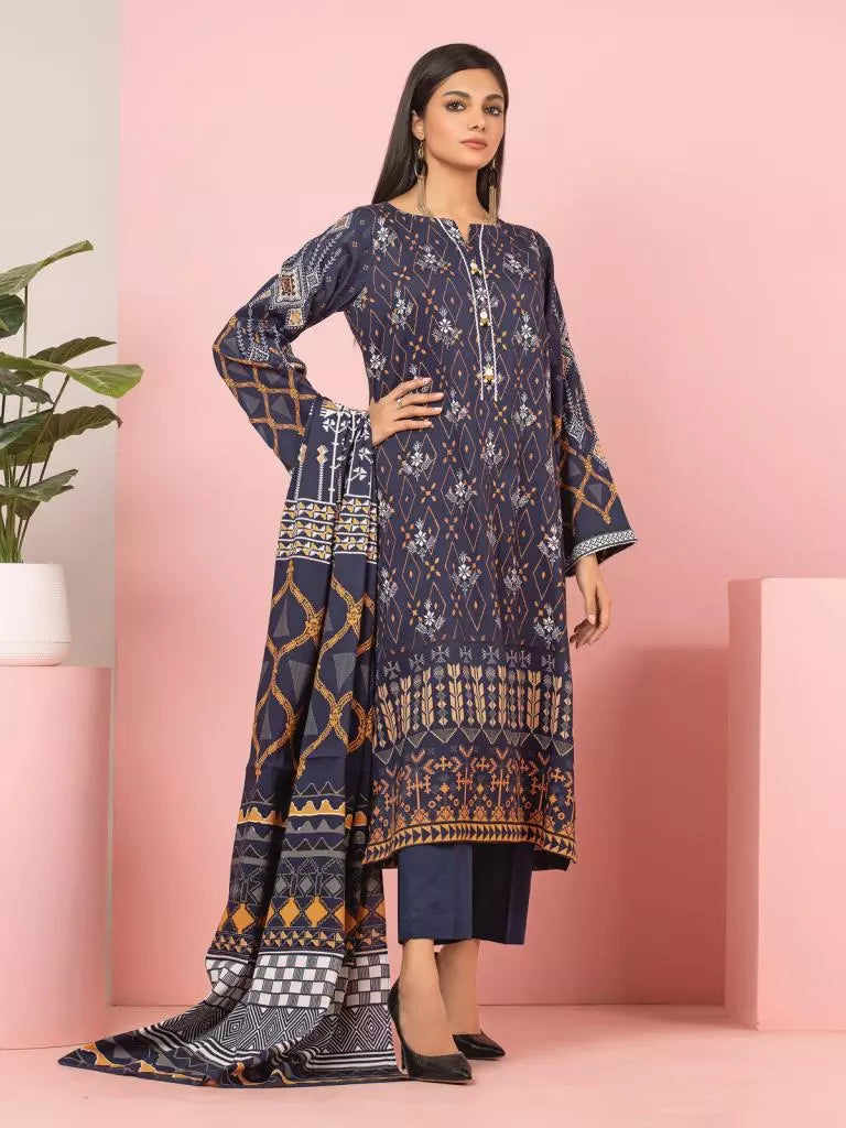 edenrobe Allure Viscose Unstitched Printed 3Pc Suit EWU22A4-24014
