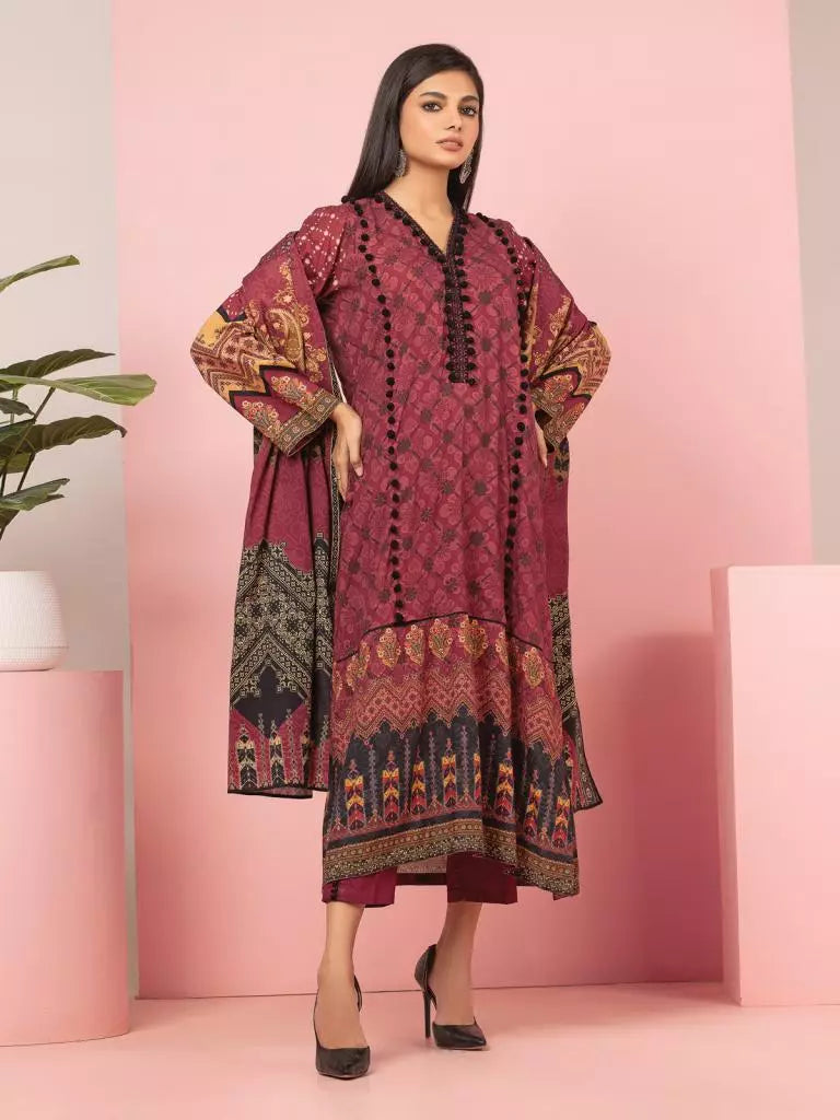 edenrobe Allure Viscose Unstitched Printed 3Pc Suit EWU22A4-24016