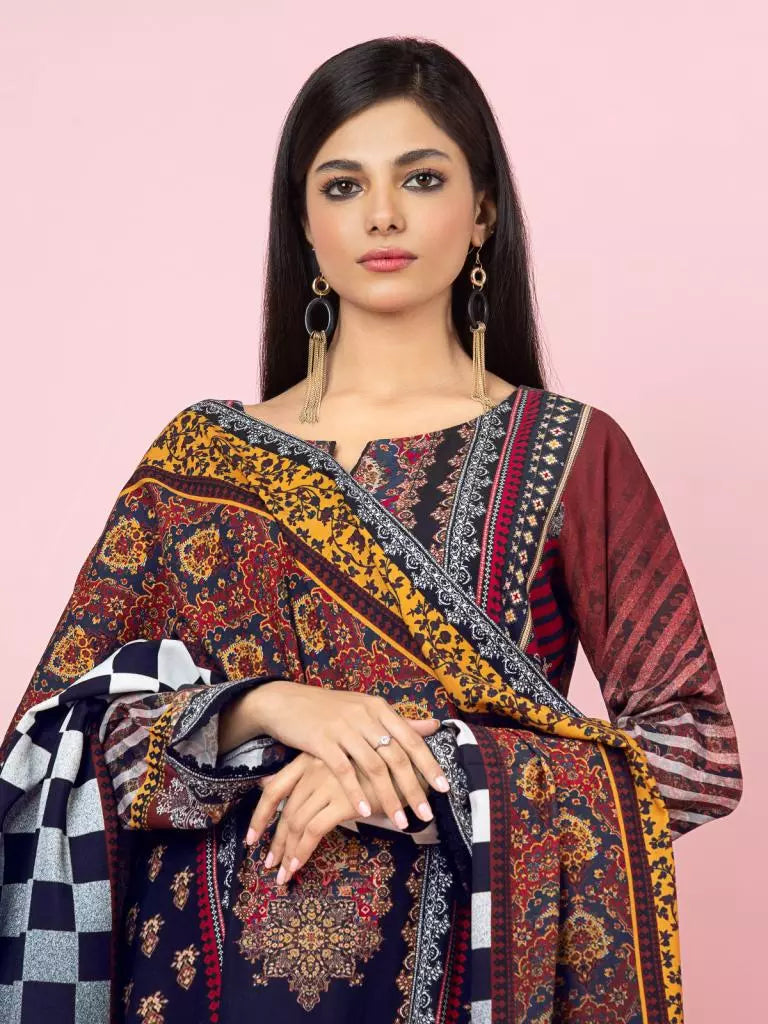 edenrobe Allure Viscose Unstitched Printed 3Pc Suit EWU22A4-24019