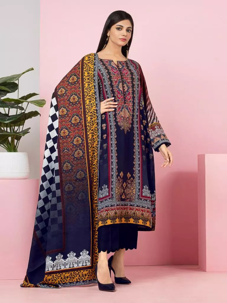 edenrobe Allure Viscose Unstitched Printed 3Pc Suit EWU22A4-24019