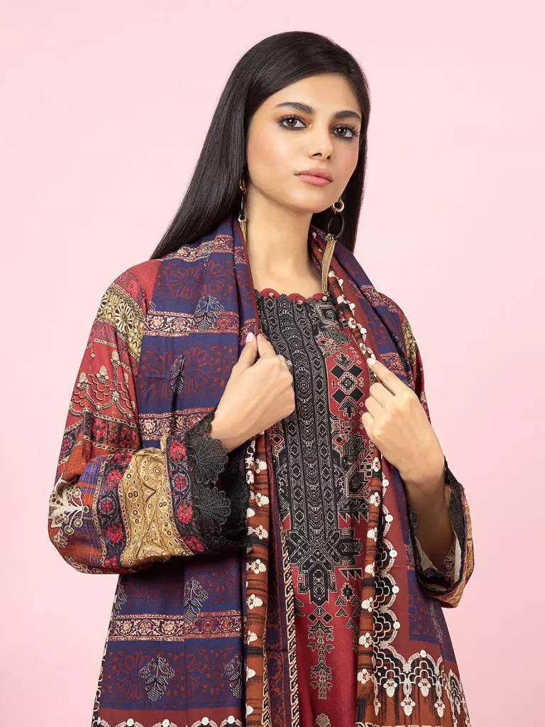 edenrobe Allure Viscose Unstitched Printed 3Pc Suit EWU22A4-24022