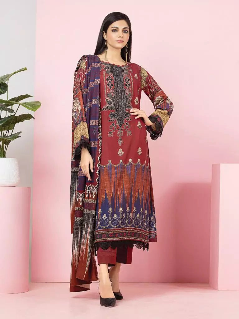 edenrobe Allure Viscose Unstitched Printed 3Pc Suit EWU22A4-24022