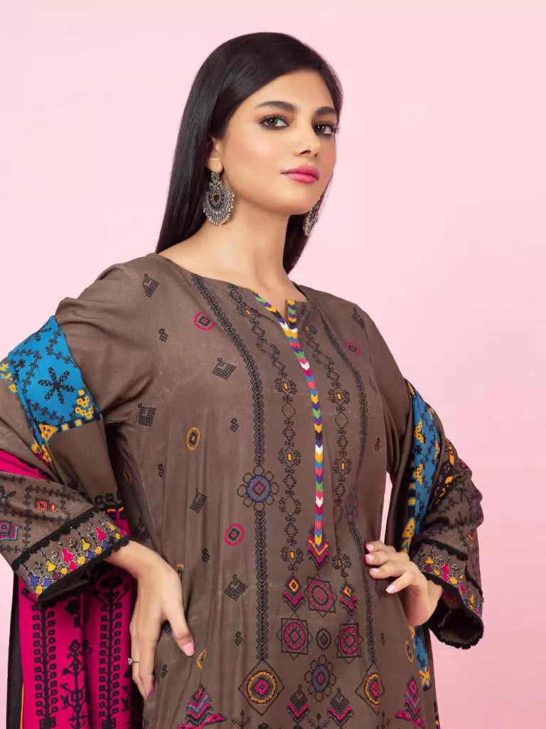 edenrobe Allure Viscose Unstitched Printed 3Pc Suit EWU22A4-24025