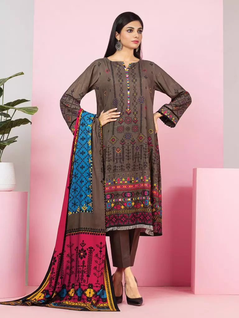 edenrobe Allure Viscose Unstitched Printed 3Pc Suit EWU22A4-24025