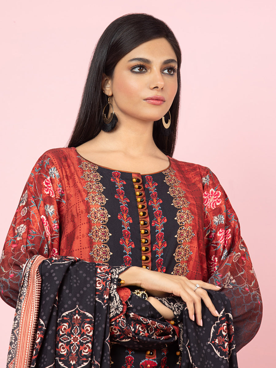 edenrobe Allure Viscose Unstitched Printed 3Pc Suit EWU22A4-24030
