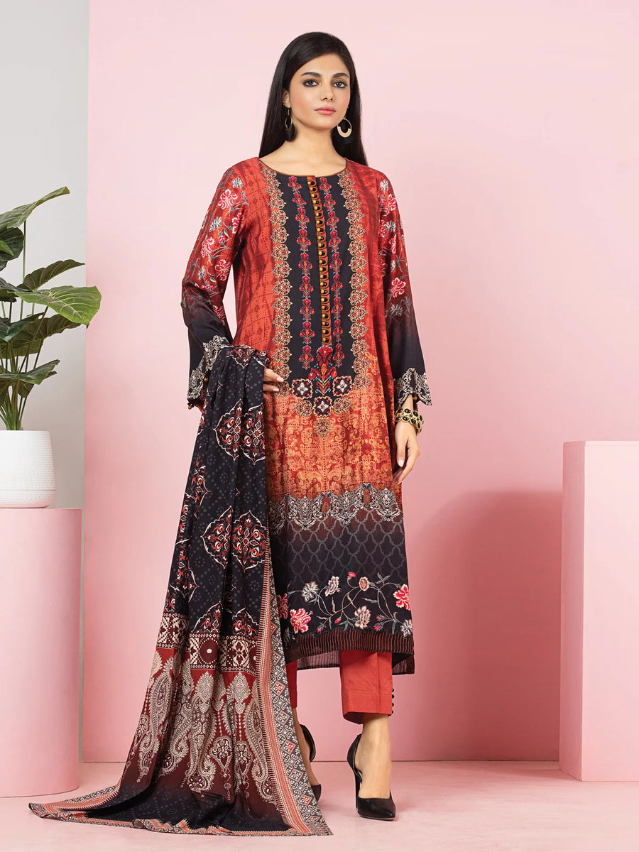 edenrobe Allure Viscose Unstitched Printed 3Pc Suit EWU22A4-24030
