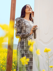 edenrobe Khayal Lawn EWU22V1-23545 - Dark Grey - 1 Piece