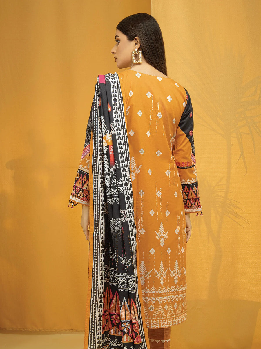 edenrobe Khayal Lawn EWU22V1-23554 - Mustard - 3 Piece