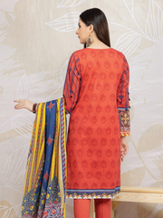 edenrobe Khayal Lawn EWU22V1-23557 - Coral - 3 Piece