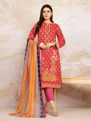 edenrobe Khayal Lawn EWU22V1-23574 - Coral - 3 Piece