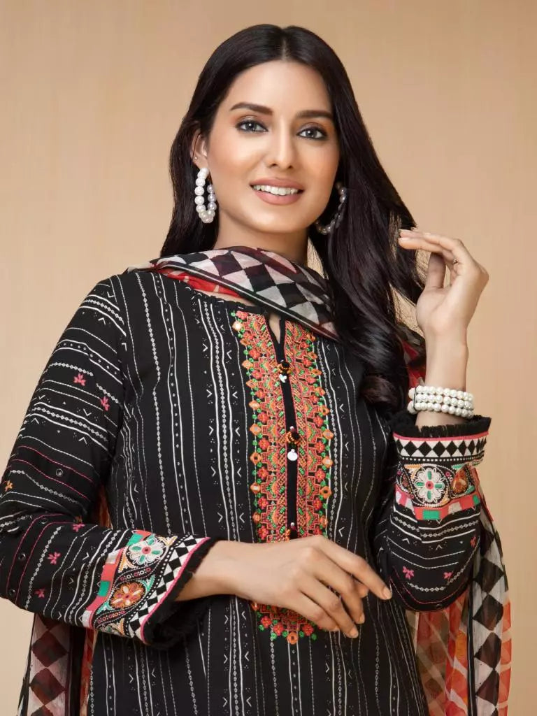 edenrobe Premium Embroidered Lawn Unstitched 3Pc EWU22V1-23626