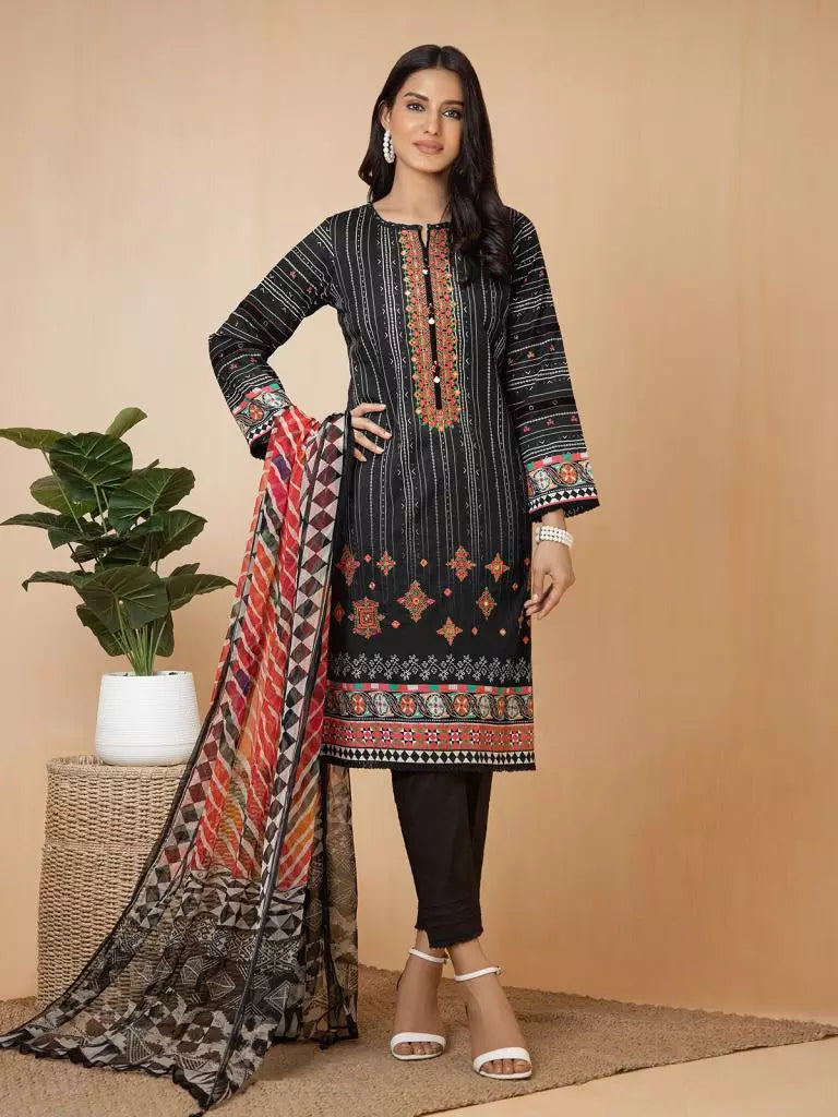 edenrobe Premium Embroidered Lawn Unstitched 3Pc EWU22V1-23626