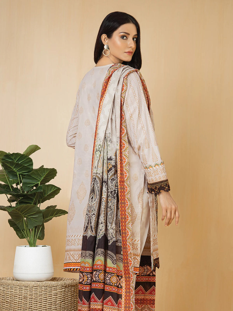 edenrobe Khayal Lawn EWU22V1-23658 - Beige - 3 Piece