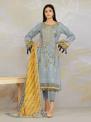 edenrobe Khayal Lawn EWU22V1-23659 - Steel Blue - 3 Piece