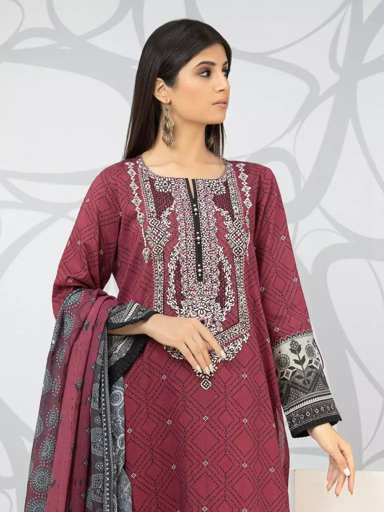 edenrobe Premium Embroidered Lawn Unstitched 3Pc EWU22V1-23672