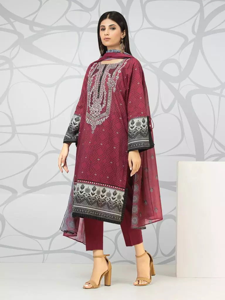 edenrobe Premium Embroidered Lawn Unstitched 3Pc EWU22V1-23672