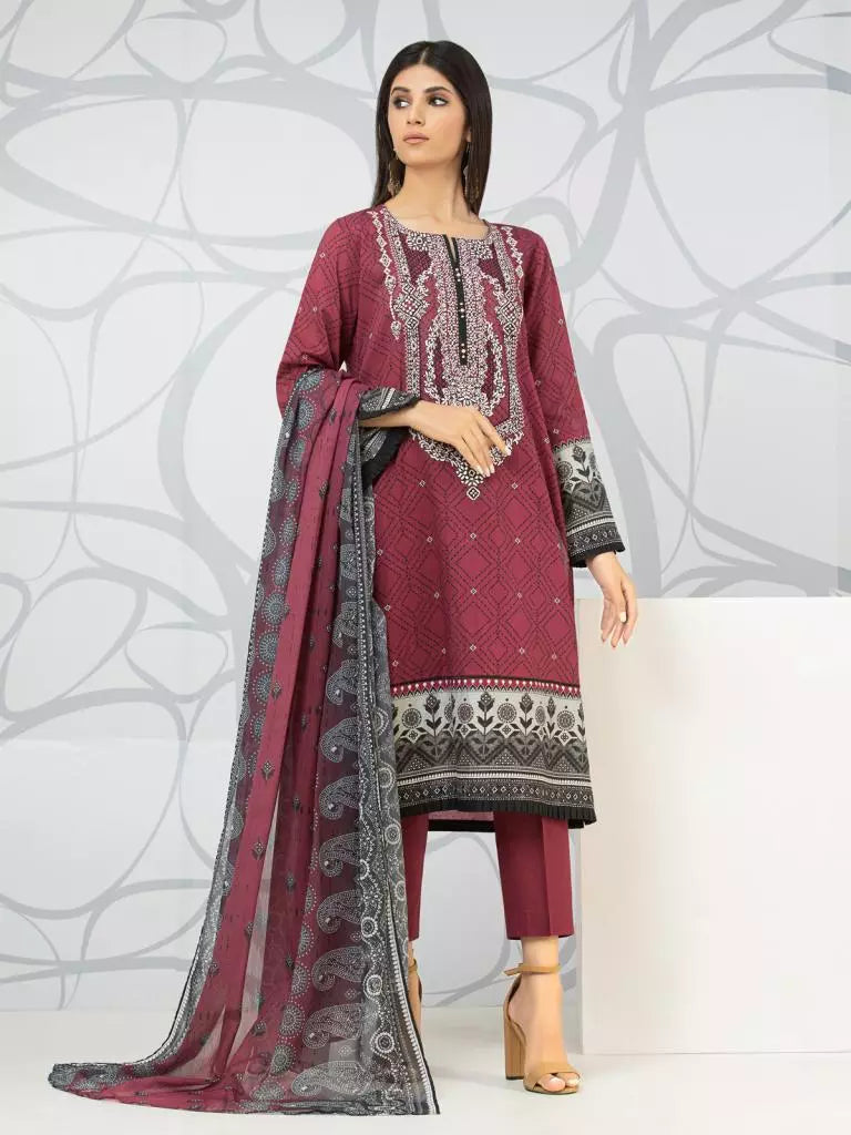 edenrobe Premium Embroidered Lawn Unstitched 3Pc EWU22V1-23672
