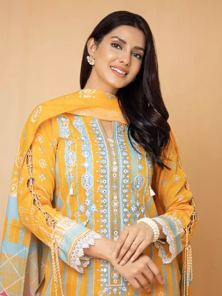 edenrobe Premium Embroidered Lawn Unstitched 3Pc EWU22V1-23707
