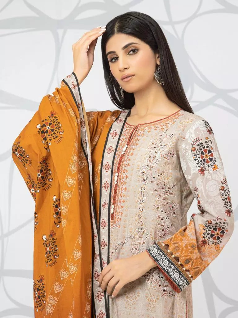edenrobe Premium Embroidered Lawn Unstitched 3Pc EWU22V1-23708