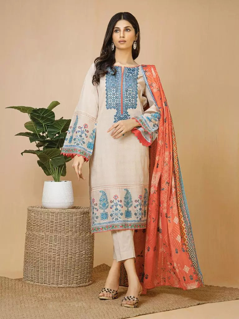 edenrobe Premium Embroidered Lawn Unstitched 3Pc EWU22V1-23711