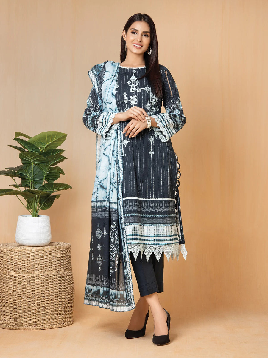edenrobe Nayab Embroidered Lawn 3Pc Suit EWU22V1-23714