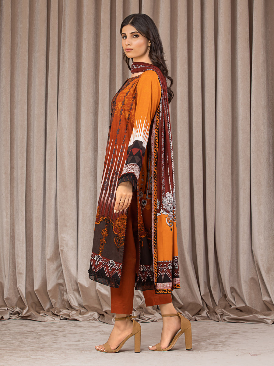 edenrobe Premium Embroidered Unstitched Crep 3Pc EWU22V10-25018