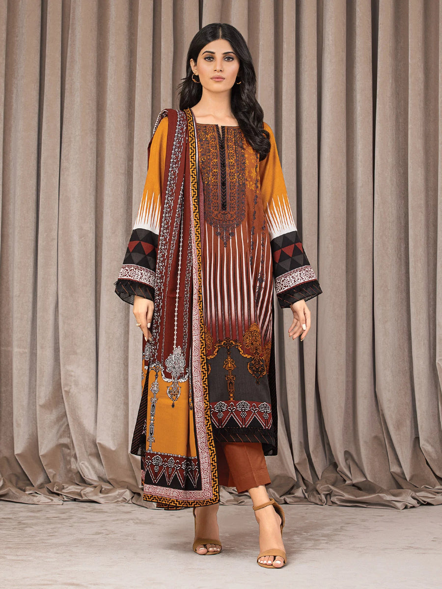 edenrobe Premium Embroidered Unstitched Crep 3Pc EWU22V10-25018